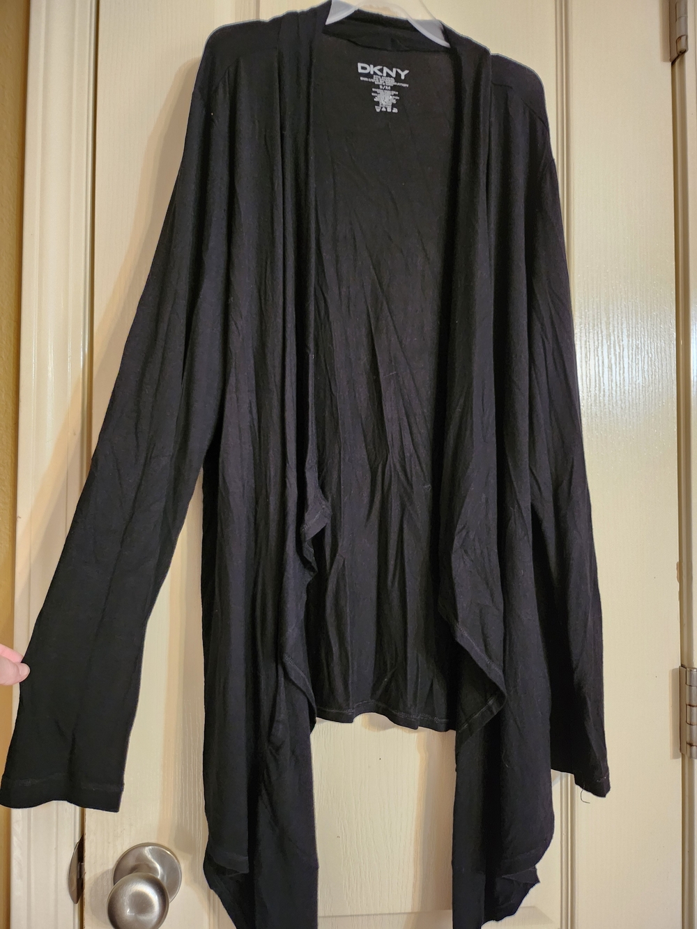 DKNY Women's Black Draped Open Front Cardigan